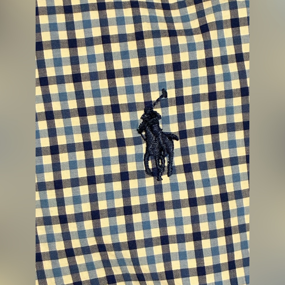 👔 Ralph Lauren Men’s Navy & White Gingham Button-Down Shirt Size XL - Picture 5 of 6